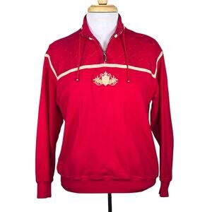 St. John Sport by Marie by Marie Gray 1/4 Zip Red Pullover Sweatshirt Size P